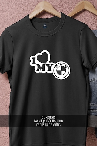 Oversize I Love My Bmw Tasarımlı Unisex T-shirt Siyah