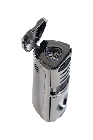 Parmida 3 Torch Pürmüz Kesici & Delicili Gunmetal Metal Puro Çakmağı - Tr9480