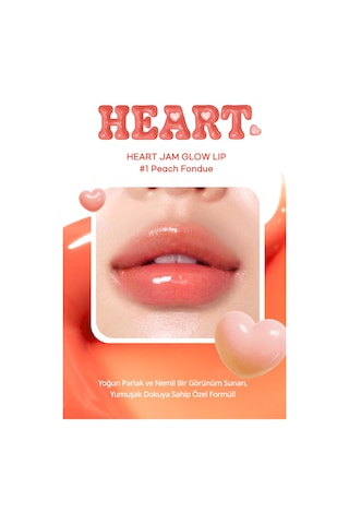Yoğun Nemlendirici, Parlak Bitişli Balm Perıpera Heart Jam Glow Lip 1 Peach Fondue Peach Fondue