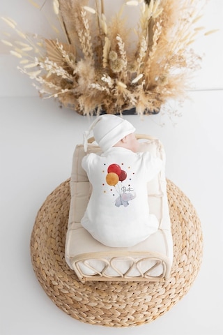 Lilabio %100 Organik Isme Özel Isimli 10lu Hastane Çıkışı Fil Ekru