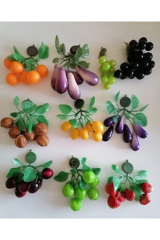 Magnetli Yapay Meyve Dalı 9 Adet Birden