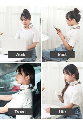 Tongxida Dört Kafalı Servikal Masaj Aleti, Beyaz, Usb Şarj Edilebilir, İyi Sağlık İçin Kullanılır Beyaz