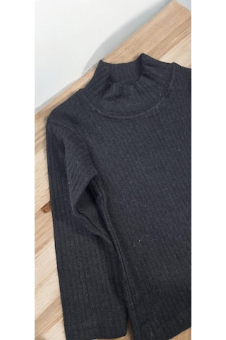 Yarım Boğazlı Kız Çocuk Body Siyah