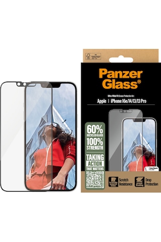 Panzerglass Apple Uyumlu iPhone 16e 14 13 13 Pro Ultra-wide Fit W. Aligner Ekran Koruyucu