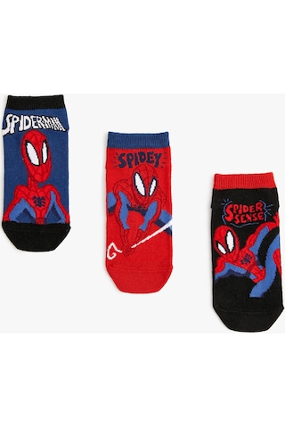 Koton 3'lü Spiderman Lisanslı Çorap Seti Siyah 4skb80075aa Siyah