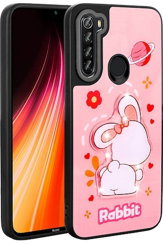 Xiaomi Redmi Note 8 İle Uyumlu Kılıf Parlayan Kabartmalı İkonik Figürlü Silikon Kapak