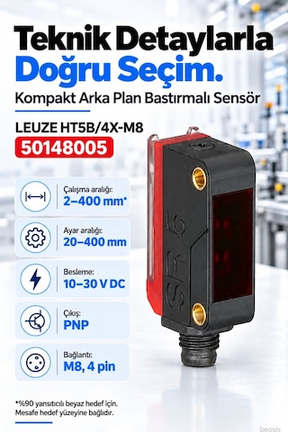 Leuze Ht5b/4x-m8 Arka Plan Bastırmalı Fotosel 50148005