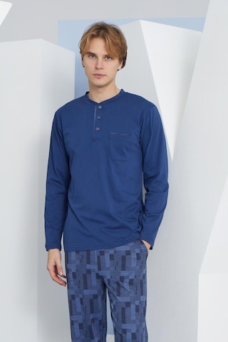 Kly Erkek Uzun Kol Midi Yaka İndigo Pijama Takımı C9t2n5o6 001
