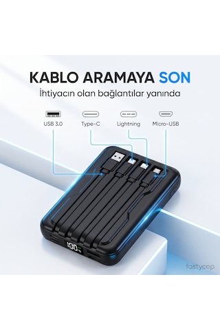 Buradabulabilirsin 10.000 Mah Kablosuz Hızlı Şarjlı Magsafe Powerbank Led Ekranlı Dahili Kablolu Powerbank Çoklu Giriş Bbz Çok Renkli