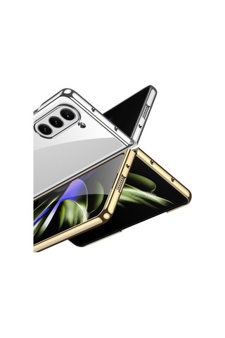 Samsung Uyumlu, Galaxy Z Fold 5 Kılıf Zore Full Camlı Kıpta Kapak Siyah