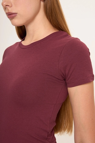 Zoor Ultra Soft Penye Modal Yuvarlak Yaka Kısa Kollu Bluz Bordo
