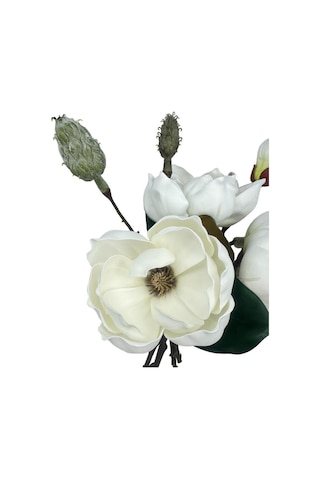 Yapay Çiçek Lüx Manolya Gerçek Dokulu Letex Eva Magnolia Gelin Çiçeği 40cm Beyaz