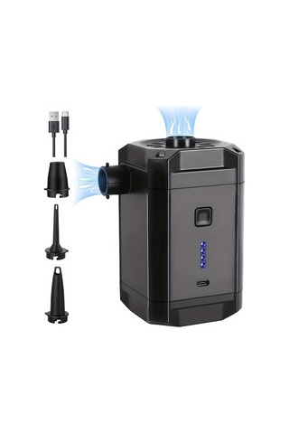 Xuweiwei Siyah Taşınabilir Çift Amaçlı Şarj Edilebilir Kablosuz Hava Pompası Şişme Yatak Havuz Simitleri İçin