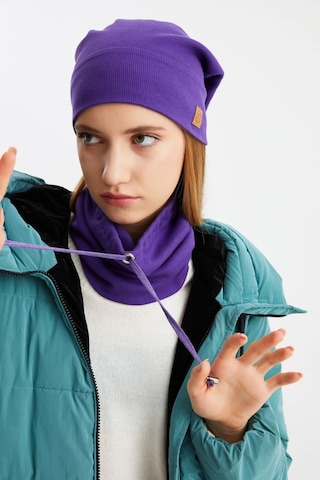 Kadın %100 Pamuklu Kaşkorse, Terletmez, Ultra Hafif Ve Yumuşak Bere Boyunluk Takım - Standart / Mor Mor