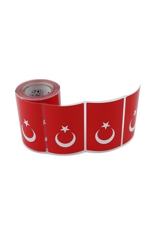 Al Hızlı Al Türk Bayrağı Etiketi Kuşe Rulo Çıkatma 90mmx 60mm 300 Adet 40mm Çapı Bayrak Etiket Genel
