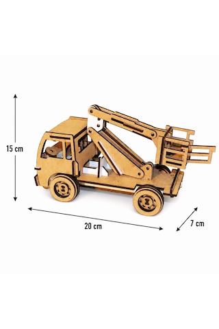 Cherry Picker Truck Ahşap Maket Seti Dıy Sepetli Vinç Modeli Koleksiyoner Serisi 86 Parça