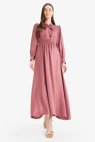 Defacto Regular Fit Fiyonk Yaka Saten Uzun Kollu Midi Elbise F0819AX25SP Bordo