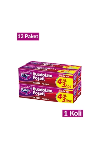 Buzdolabı Poşeti Büyük Boy 4 Al 3 Öde 4 20 30 X 45 Cm 12 Paket 1 Koli