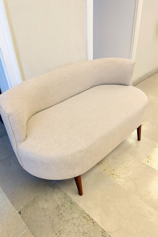 Azra Mobilya Sydney Çay Seti Koltuk Takımı Keten Kumaş 2+1+1 Ceviz Ayak Modern Salon & Ofis Takımı Krem Krem