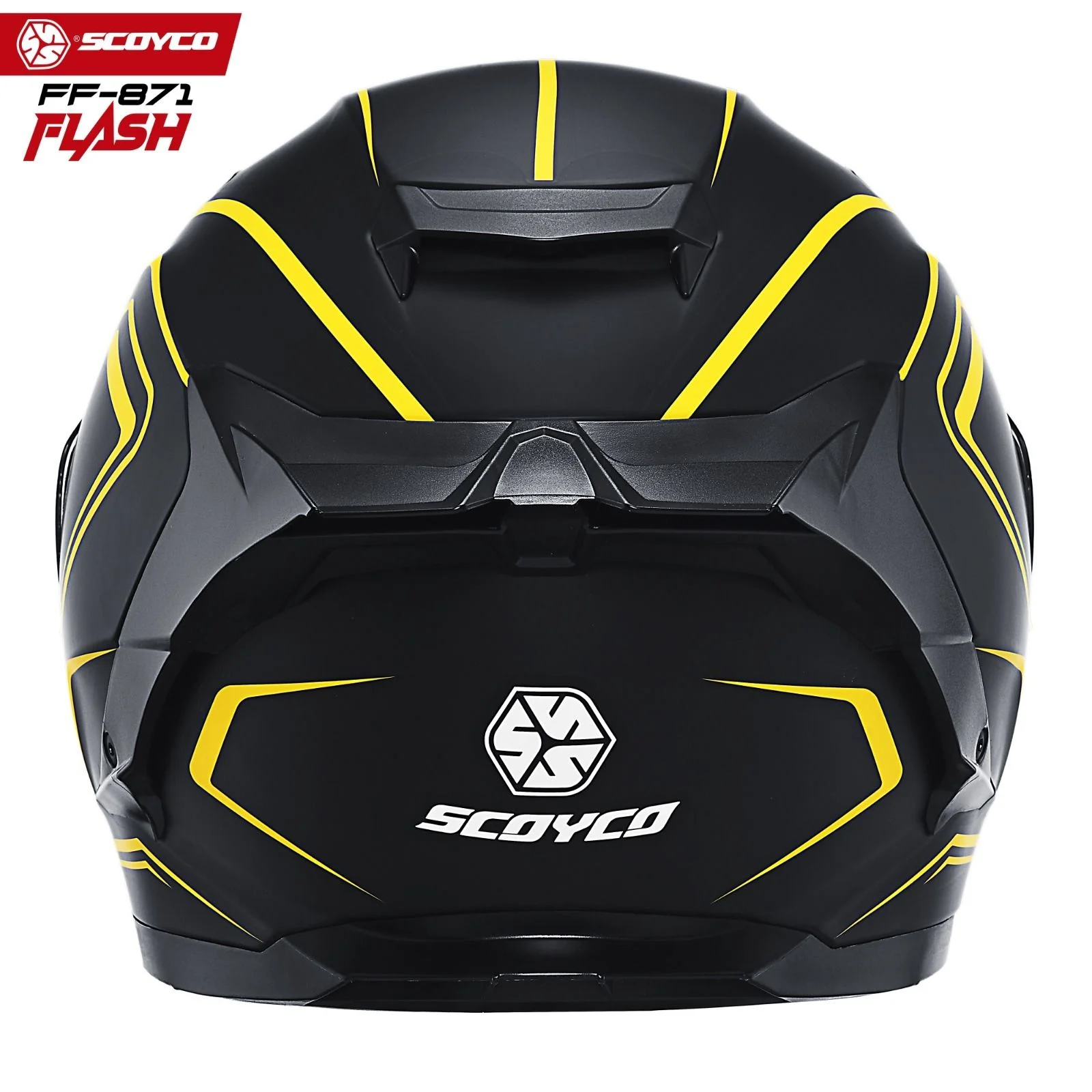 Scoyco 871 Flash Full Face Ece Onaylı Vizörlü Motosiklet Kaskı Sarı Siyah