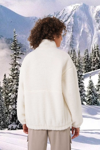 Gabria Baskılı Fermuarlı Peluş Mont Ekru