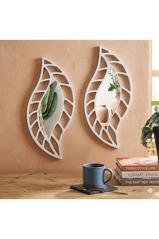 Durukar 2'li Set Kırılmaz Pleksi Dekoratif Duvar Aynası - 20x35 Cm Yaprak Formlu 1. Sınıf Akrilik A Çok Renkli