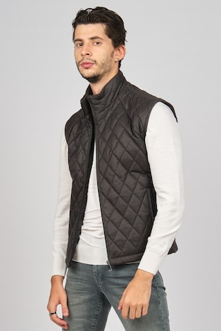 Daynax Erkek Cep Detaylı Baklava Desenli Yelek 492901 Füme Füme