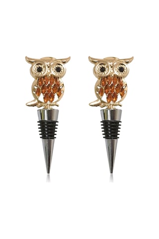 Konesam Baykuş Desenli Metal Şarap Fıçı Tıkanıcısı - 2 Adet - Lezzeti Korur - Dekoratif Ve Fonksiyonel