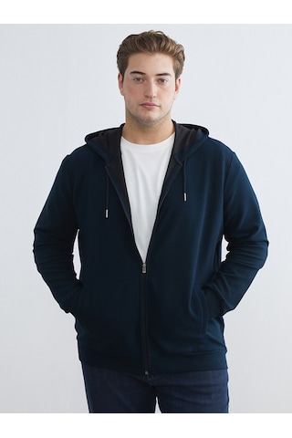 Lcwaıkıkı Classic Lacivert Standart Kalıp Kapüşonlu Erkek Fermuarlı Sweatshirt