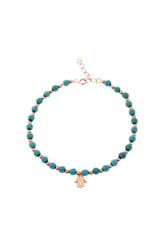 Azuris 925 Ayar Gümüş Firuze Taşlı Fatma Eli Bileklik