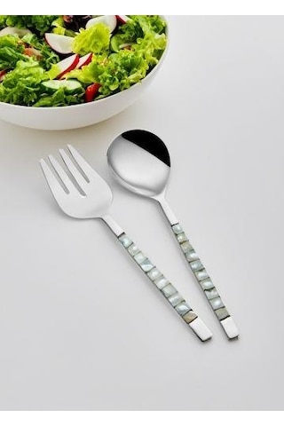 The Mia Pearl Salata Servis Takımı White 2 Parça Ckb0173