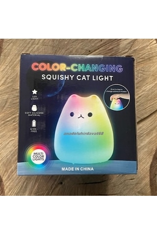 Dmr Pufuduk Lamba Mini Kedi Oyuncak Silikonlu 8 Farklı Led Işıklı Lamba Renkli