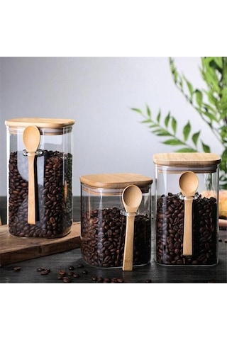 Novahub Cam Mühürlü Can Baharat Kavanoz, Ahşap Kaşık, Çeşni Konteyner, Kahve Depolama Tankı, Mutfak Şeker Şişesi, Çay Kutusu, A Diğer Model Diğer
