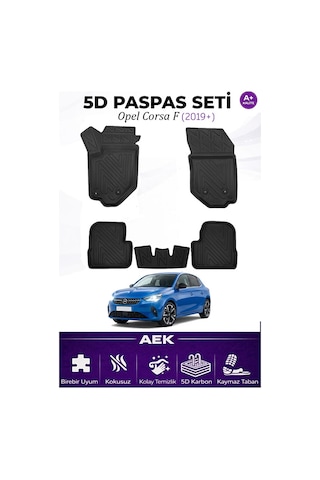 Opel Corsa F 2019+ Araca Özel Havuzlu "karbon" Paspas Takımı