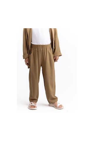 Oliven The Kid Unisex Klasik Keten Pantolon Caramel Caramel Kahverengi