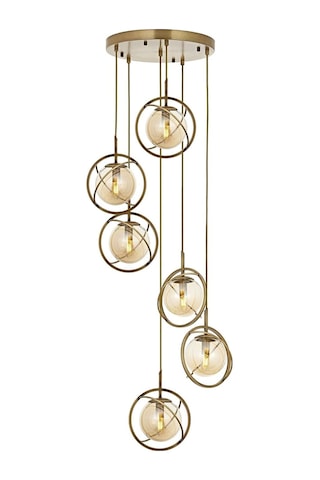 Avonni Av-60291-6et Eskitme Kaplama Modern Avize E14 Metal Cam 40cm Çok Renkli