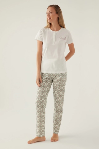 Arnetta 2881 Pamuklu Kısa Kol Kadın Pijama Takımı Krem