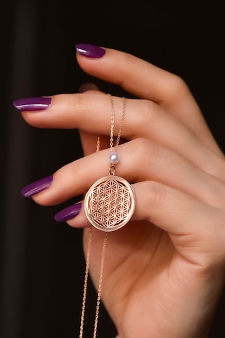 Papatya Silver 925 Ayar Gümüş Rose Kaplama Incili Yaşam Çiçeği Kolye
