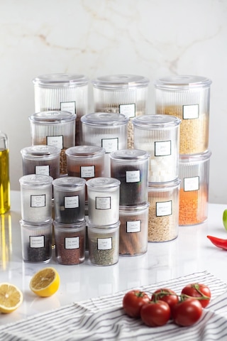 24'lü Barok Yuvarlak 4 Boy Kavanoz Seti & Saklama Kabı & Erzak Kabı 6 2000 Ml, 6 1000 Ml, 6 500 Ml, 6 250 Ml