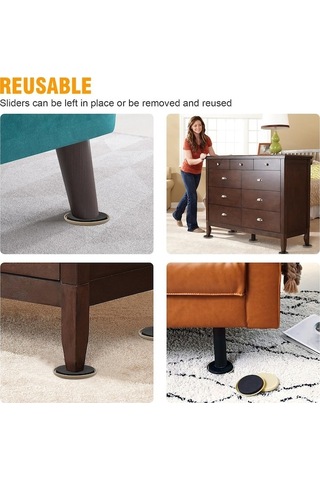 Novahub 16 Parça Mobilya Kaydırıcı Yeniden Kullanılabilir Ağır Mobilya Taşıyıcı 3,5 İnç Yuvarlak Sürgü Siyah