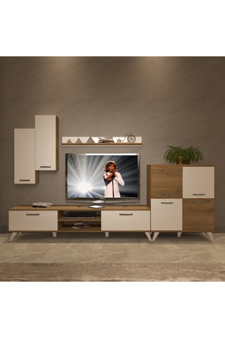 Decoraktiv Eko 6 Mdf Dvd Retro Tv Ünitesi Tv Sehpası Pera - Beyaz