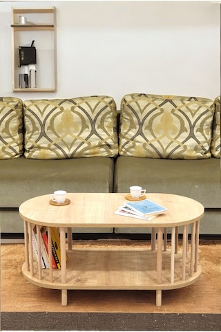 Orta Sehpa Ahşap Ayaklı Sehpa İki Raflı Sehpa Dekoratif Sehpa Gazetelikli Safir Meşe