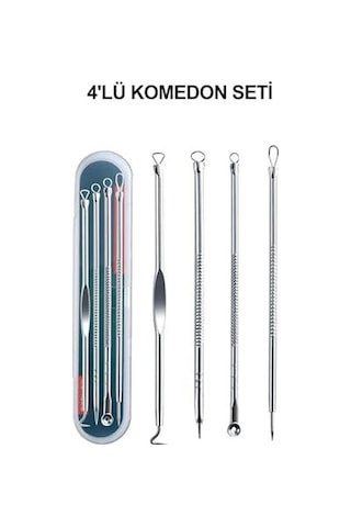 Siyah Nokta Temizleme Aleti Sivilce Akne Siyah Nokta Temizleyici 4'lü Set Komedon Paslanmaz Çelik