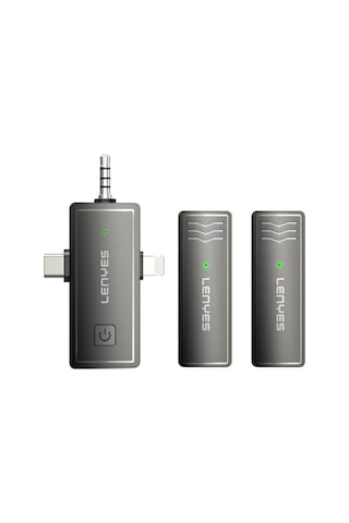 Kablosuz Yaka Mikrofonu Lenyes Lm202 3in1 Type-c&lightning&3,5mm Portlu Siyah
