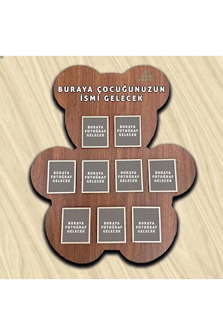Ayı Teddy Çocuk Ve Bebekler İçin Ayaklı Fotoğraf Çerçevesi - 9 Fotoğraflı -729 04