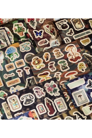 Vintage Tarz Sticker Defteri - Bullet Journal Ve Scrapbook İçin 45 Yaprak Çok Renkli