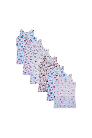 Tutku 6Lı Kız Çocuk Geniş Askılı Atlet Empirme Pamuklu Renkli