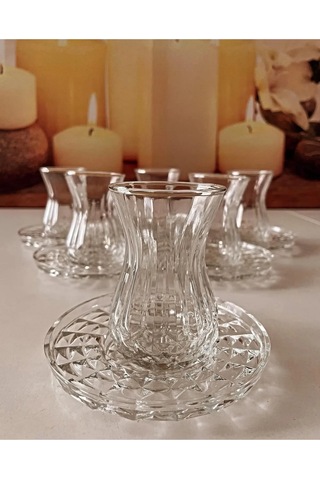 Alin Adela 6'lı Cam Çay Tabağı Çay Tabak Altlığı -ryg8030 Diğer