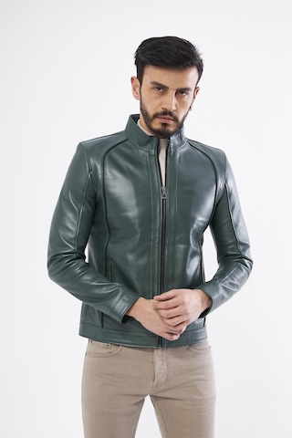 Derinss Der198 Hakiki Deri Erkek Yeşil Mont 001