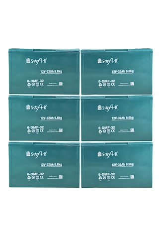 Safir Jel Akü 12 V - 32 Ah 9.8kg - 6'lı Set